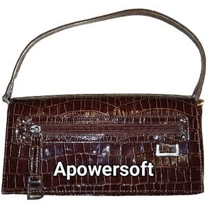 Brown Croc Embossed Baggett Bag